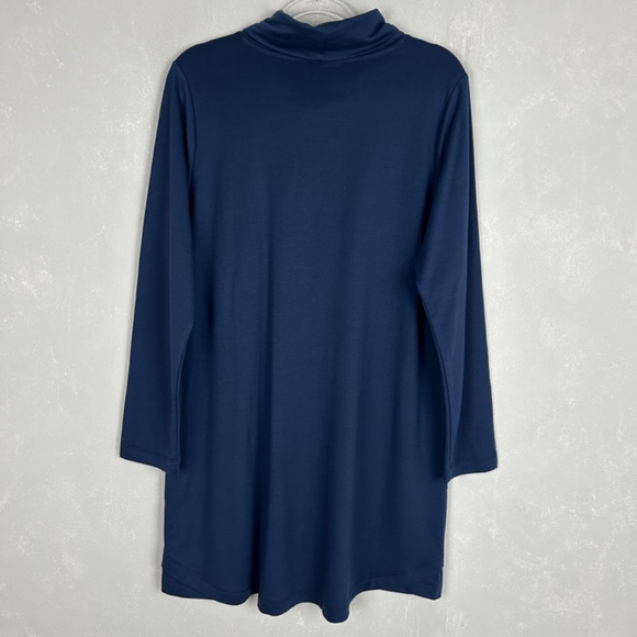 J. Jill size L Purejill cowl neck swing dress navy luxe tencel short long sleeve - Picture 8 of 13